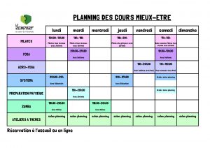 Planning activités mieux-être